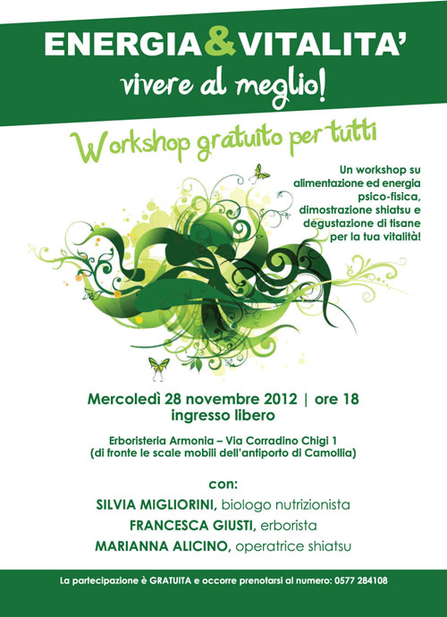 "Energia e vitlità workshop erboristeria Siena"